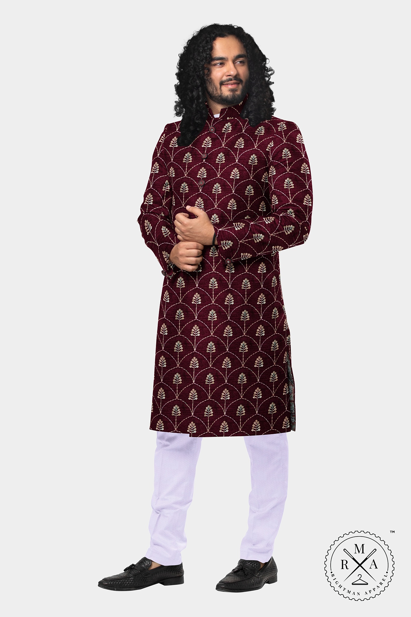 Sangria Shimmer with Gold Thread Accent Kurta SK94